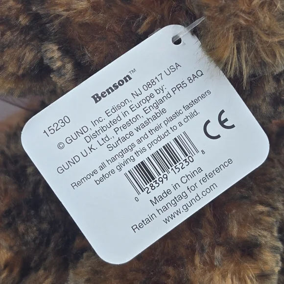 Gund Very Soft Cuddly 12.5” Teddy Bear BENSON Plush Stuffed Animal W/ Bow & Tags - Picture 6 of 13